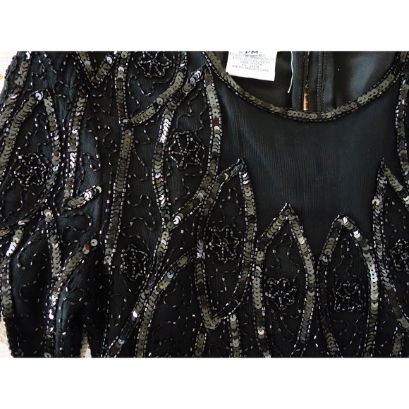 Vintage Black Sequined Blouse size Medium - Picture 6 of 8